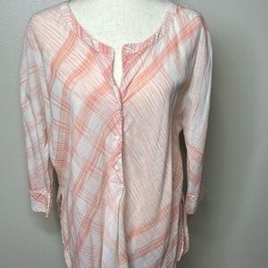 SUNDANCE Top Blouse Lightweight Boxy Cotton Dolman Sleeve Boxy 3/4 Slv Popover S